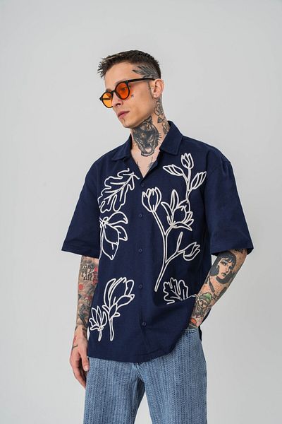 go gang own Ленена риза Ibiza с бродирани детайли