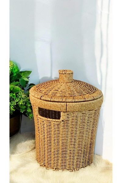 Bayev Large Size Wicker Basket Wicker Lid Potato and Onion Cooling Presentation Decorative Weaving and Washing Bushing