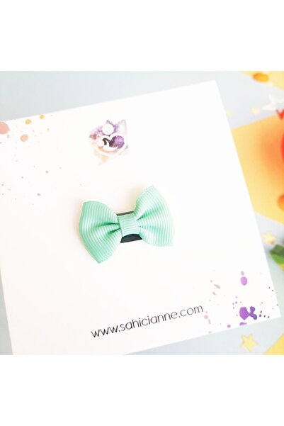 Sahici Anne Mini agrafă pentru păr cu fundă cu panglică, 3 cm - verde pastel