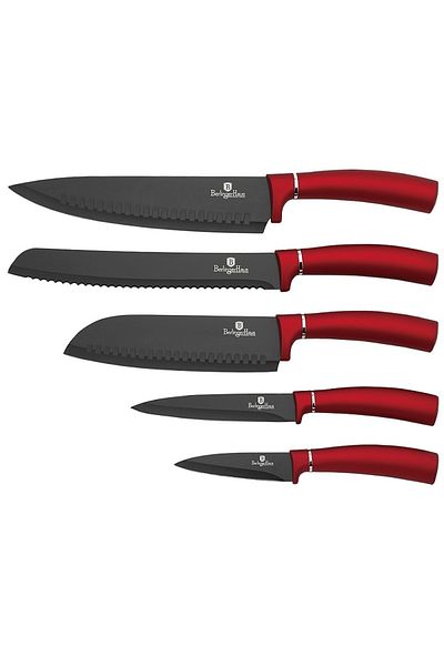 Berlinger Haus Knife set in holder 6 pcs Metallic line Burgundy
