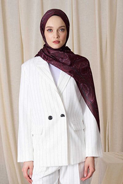 Madame Polo Burgundy Tonsu Historical Victorian Pattern Shawl