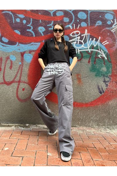 KOTOLOG Unisex Grunge Baggy Elastic Adjust Waist Leg Snow Jean Money Pants in the Cloud
