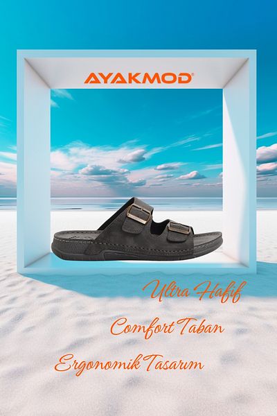 AYAKMOD Ανδρικές παντόφλες Ayk1041 Γκρι διπλές ρίγες