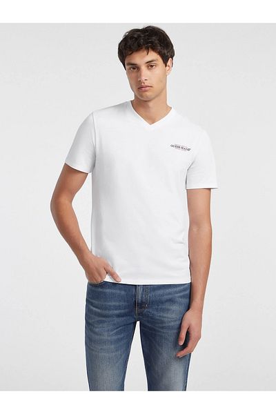 Guess Ανδρικό λευκό μπλουζάκι Jeans Gj Ss Vn Slim American Tr Tee M4yi50k8hm0-g011