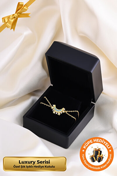 Lucente Jewellery Luxury Serisi Işıklı Hediye Kutulu 925 Ayar Altın Gümüş Kap...