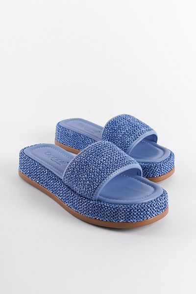 Capone Outfitters Γυναικείες παντόφλες με μονό λουρί με σφήνα τακούνι με ψάθινο τυλιγμένο