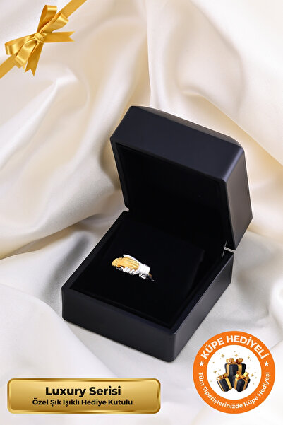 Lucente Jewellery Luxury Serisi Işıklı Hediye Kutulu 925 Ayar Gümüş Altın Aya...