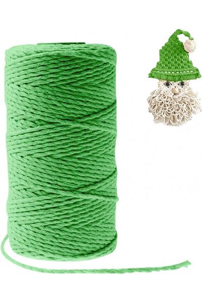 Jaspond macrame spool, cotton, green, 2 mm x 100 m