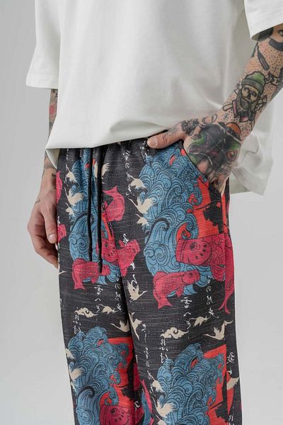 go gang own Kanagawa Elastic Waist Baggy Trousers