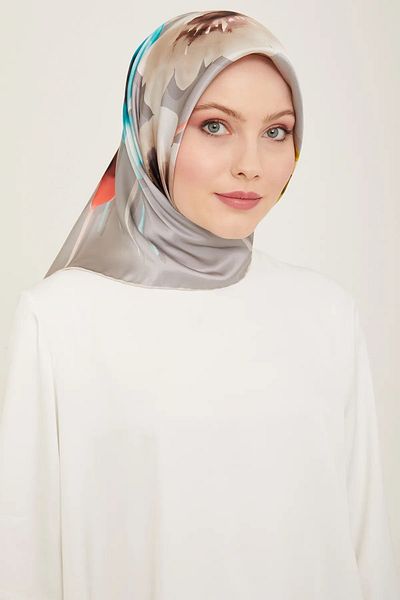 Armine Dj Pure Silk Scarf 9105 (S) - (Sura Silk) - 82 Γκρι - Κίτρινο