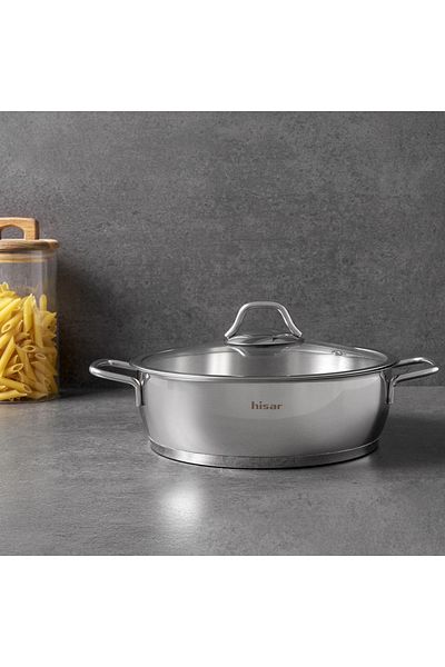 Hisar Teos Steel Flat Pot 24 cm