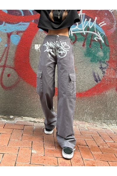 KOTOLOG Unisex Grunge Baggy Elastic Adjust Waist Leg Snow Jean Money Pants in the Cloud