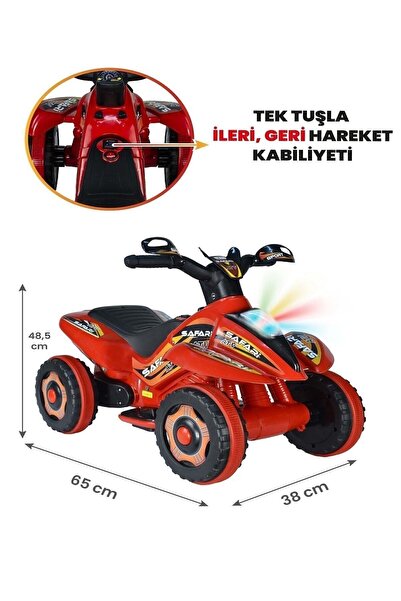 Aruba Power Led Işıklı ve Müzikli Akülü Atv 6 V -Kırmızı