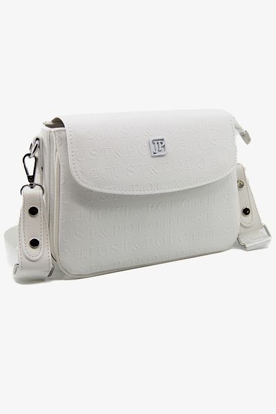 Just Polo New Season Column Strap 4 Compartment White Women's Shoulder Bag and Wallet Combination Pbu217402