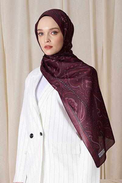 Madame Polo Burgundy Tonsu Historical Victorian Pattern Shawl