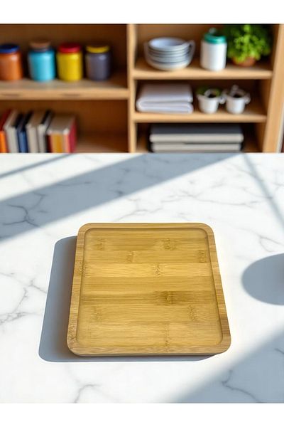 CİHO Bamboo Wooden Square Serving Plate 20 cm (Vivatti)