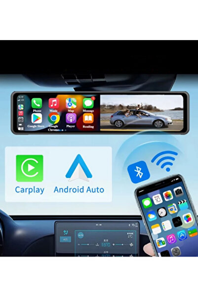 nextbuy Araç Kamerası Bluetooth Carplay & Android Multimedya 4K Ön ve Arka Kameralı 12" Dikiz Aynası