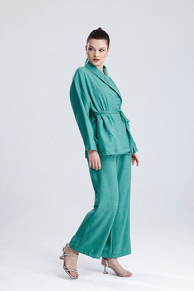 MD trend Women's Waist Lace-Up Kimono Set