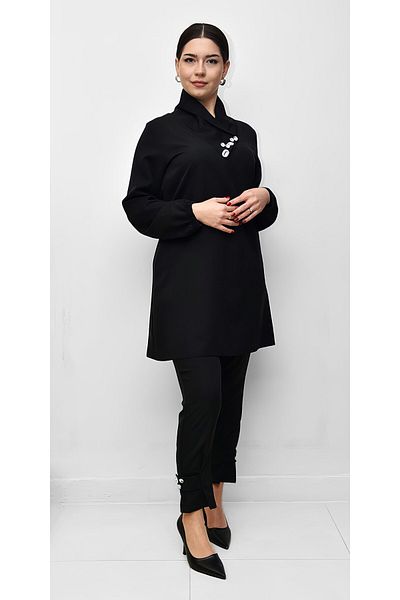 Şeker Portakalım Selinada Fashion 2611676509581   Black Double Suit with Stone Detail