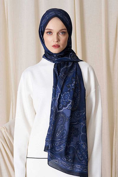 Madame Polo Şal istoric cu model Dionessa - Midnight Blue