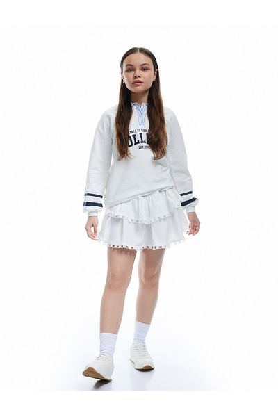 Koton Long Sleeve Shirt Neck Raised Oversize Sweatshirt