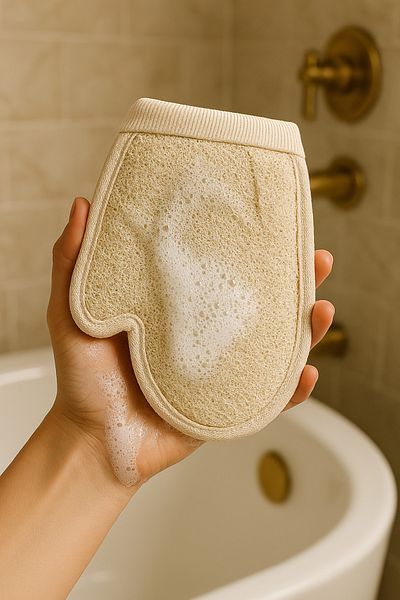 Vitalista Pumpkin Fiber Bath & Shower Gloves Body Washcloth