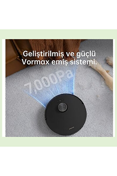 Dreame En Gelişmiş ve Güçlü Süpürme SistemiUltra Kenar Temizliği Mop Robot Süpürge Siyah