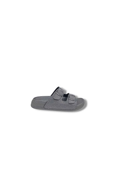 Zerhan Pienn 20061 Women's Smoked Shimmer Buckle Daily Use Slippers