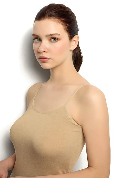 Jiber Women's Nude Color Bamboo Rope Strap Tank Top