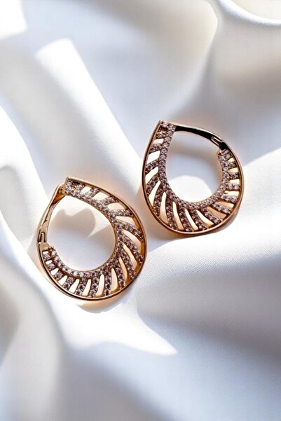 PETEK AKSESUAR TAŞLI ELİPS LÜKS KÜPE 3 CM.