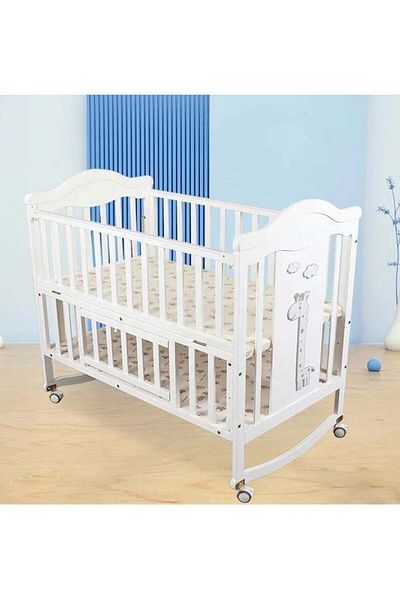 Star Kids Extendable Multifunctional Baby Crib Made of Hardwood with Mosquito Net