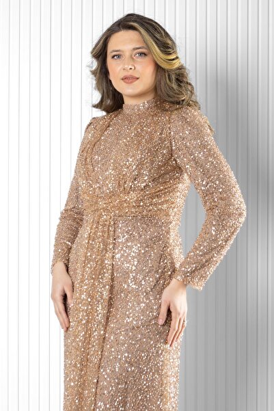 SUBU TASARIM Copper Tbsmda2526 Detaliyi Evening Dress
