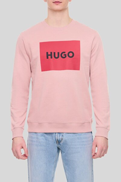 HUGO Regular Fit Bisiklet Yaka Erkek Sweatshirt Pembe