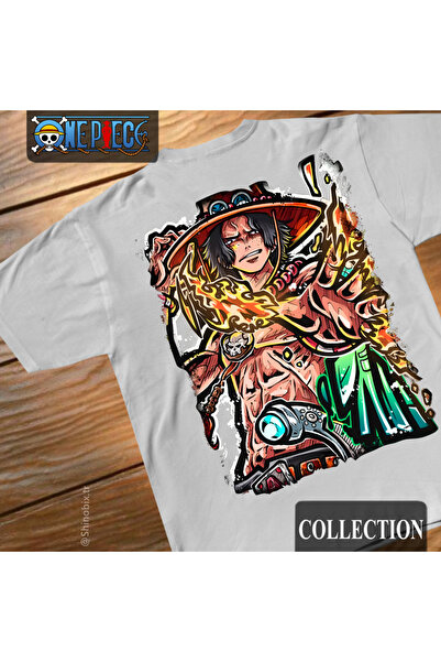 SHINOBIX One Piece Anime Portgas D. Ace Printed Oversize T-Shirt