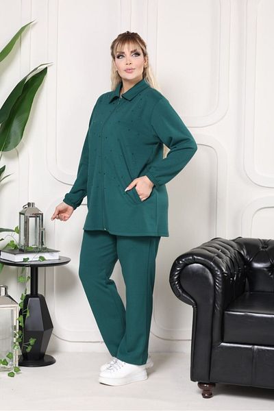 sinemisxxl Green Stone Lycra Bottom Top Double Set