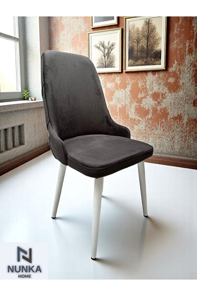 NUNKA HOME Tekli Füme Baby Face Kumaş Sandalye Silinebilir, Konforlu ve Şık