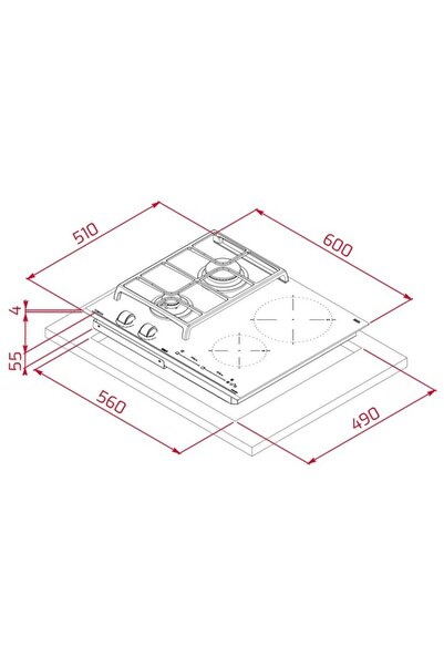 Teka Jzc 64322 Bk Siyah 2 Gözü Gazlı 2 Gözü Indüksiyonlu Cam Ankastre Ocak