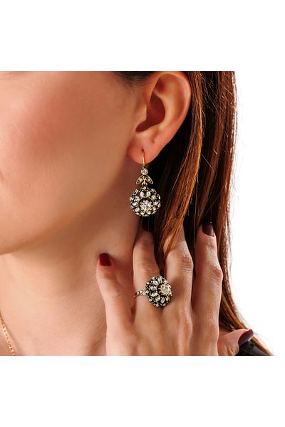 Atelier LEO Handmade Jewellery طقم مجوهرات سلطان تاجي من النحاس المصنوع يدويًا من حجر الكريستال لا يسبب التلطيخ طقم مجوهرات نسائية