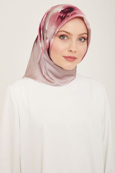Armine New Season Dj Pure Silk Scarf 9105D (S) (Sura Ipek)-35 Powder - Fuchsia