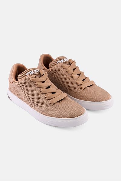 Dkny Women Abeni Knit Lace Up Casual Shoes, Peach