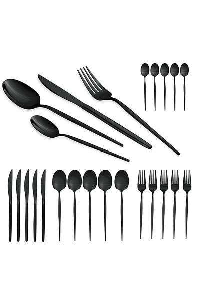 Berlinger 24-piece stainless steel cutlery set, polished black