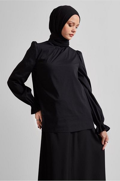 Alvina Sleeve Tip Elastic Bluz 45341