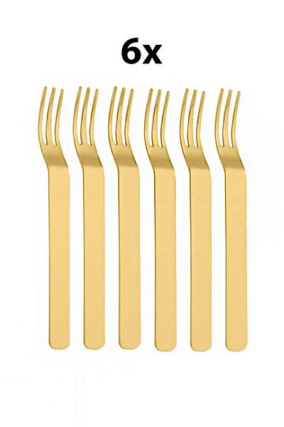 Chavin 304 Steel 6 Pcs Gold Color Dessert and Fruit Fork Mt159Sr-6