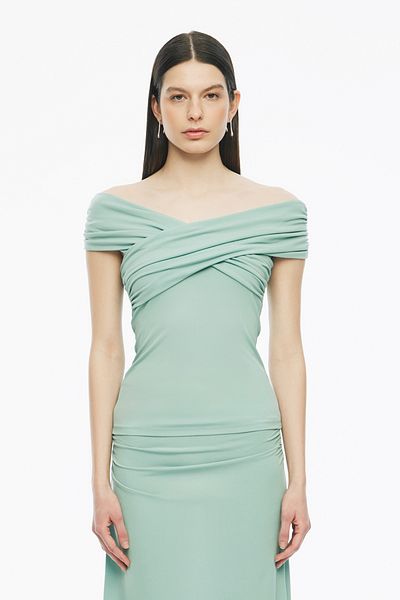 Perspective Μπλούζα με μηδενικό μανίκι με λαιμόκοψη Mint Denias Slim Fit