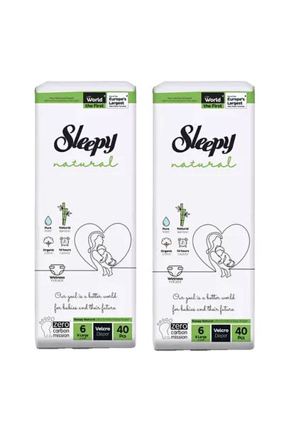 Sleepy Scutece pentru bebeluși Naturale, Nr.6 XLarge, 15-25 kg, 40 bucăți, Sleepy X 2
