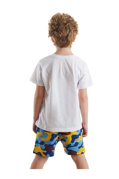 Denokids Dino Kazı Jungen Sommer T-Shirt Camouflage Shorts Set