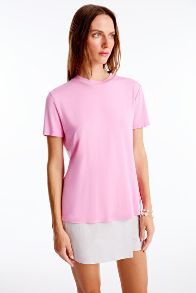 Perspective Chuns Pink Color Regular Fit Crew Neck T-Shirt with Sleeves