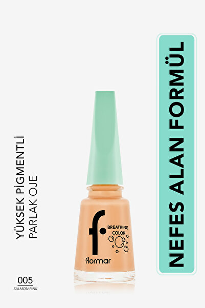 Flormar Nefes Alan Parlak Oje- Breathing Color Nail Enamel- 005 Salmon Pink- 8682536032568