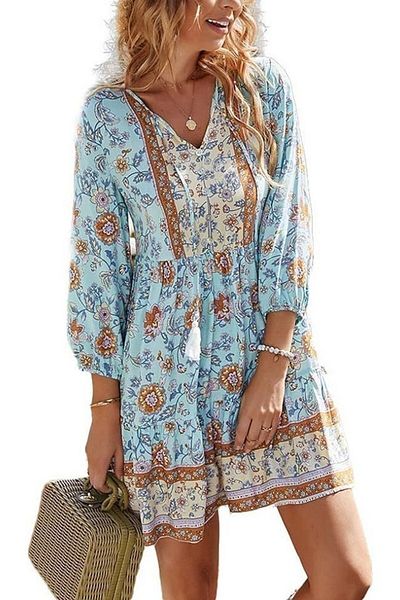 BELLEZASOURIRE Floral summer midi dress, azure, BELLEZASOURIRE