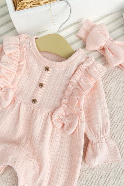 Babymod Cotton Baby Girl Jumpsuit Set Bandana Bow Set